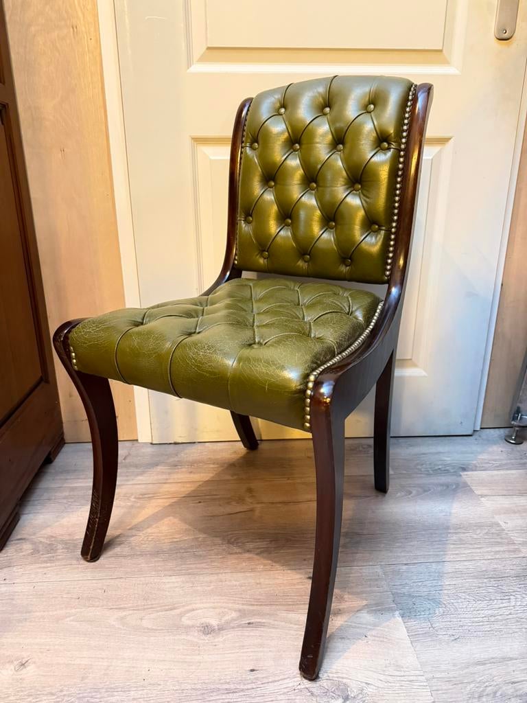 Chesterfield stoeltjes groen leer, Ophalen