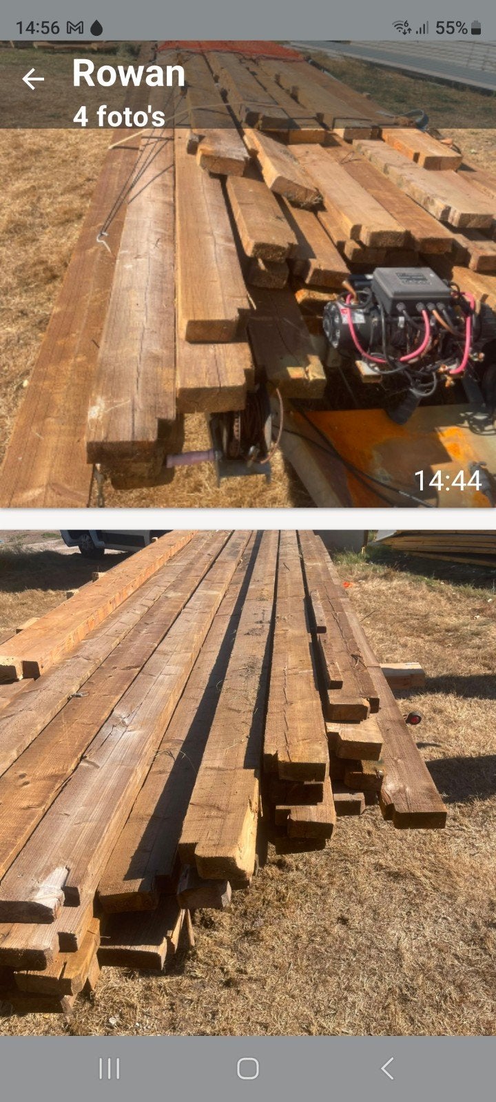 Grote partij gebruikte houten balken en planken, Doe-het-zelf en Verbouw, Hout en Planken, Ophalen, Gebruikt, Balk, Overige houtsoorten