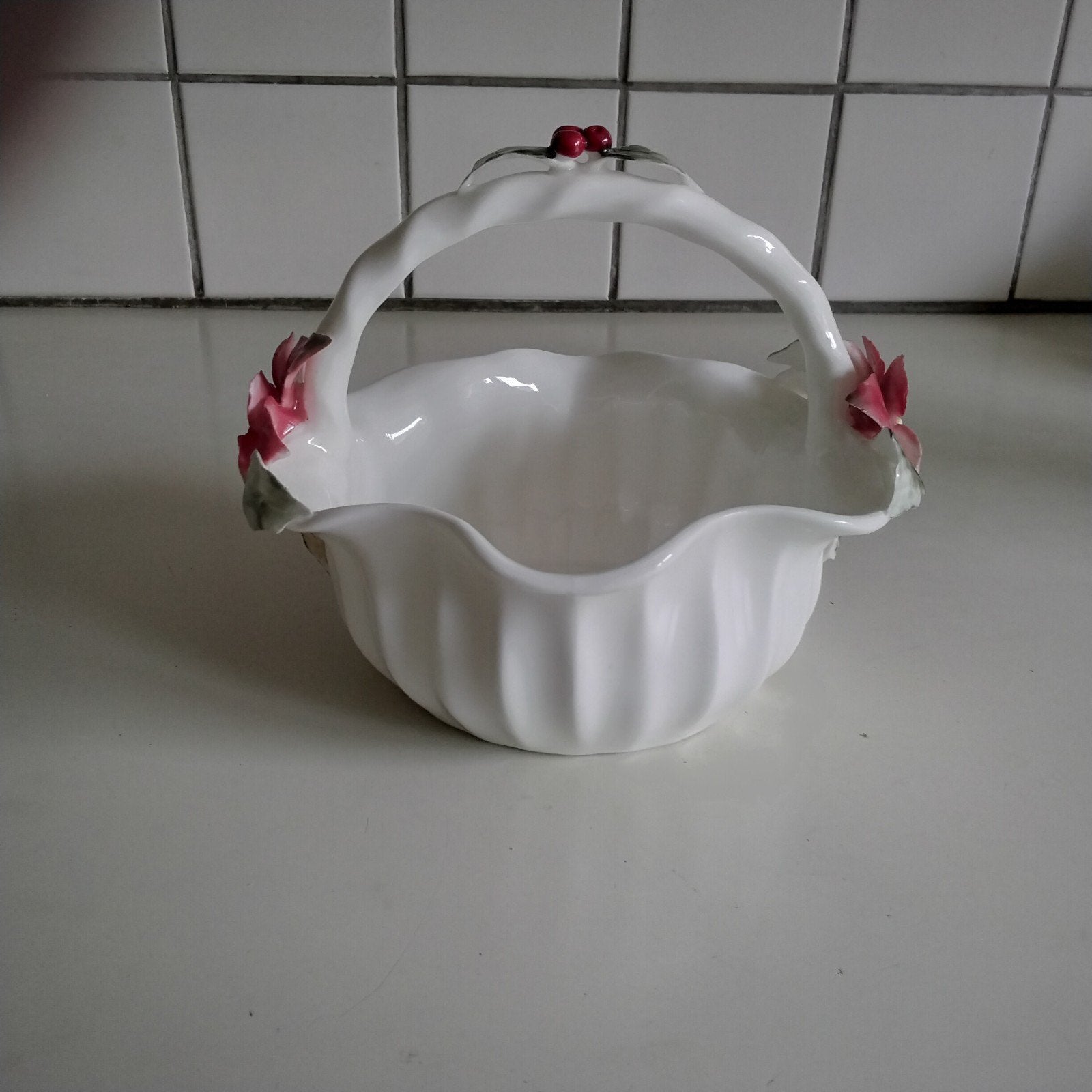 Prachtig Bonbonschaaltje  met kerstroos, Ophalen of Verzenden, Zo goed als nieuw, Rechthoekig, Riet