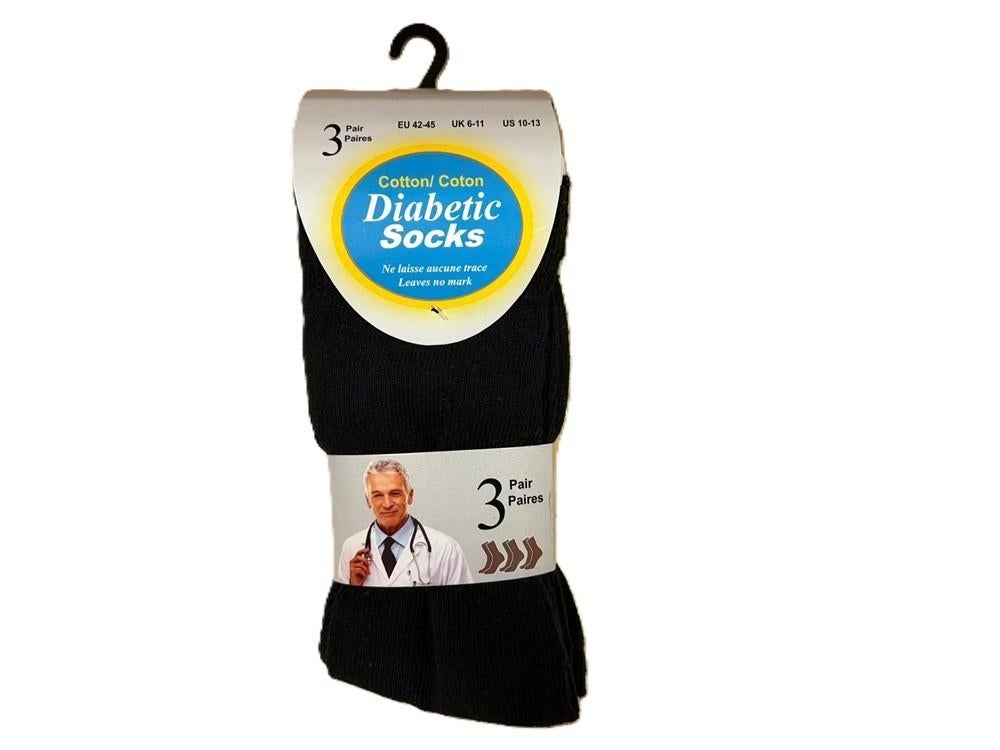 Diabetes sokken - 3 paar - katoen - maat 42-45, Sokken en Kniesokken, Zwart, Nieuw, Overige maten
