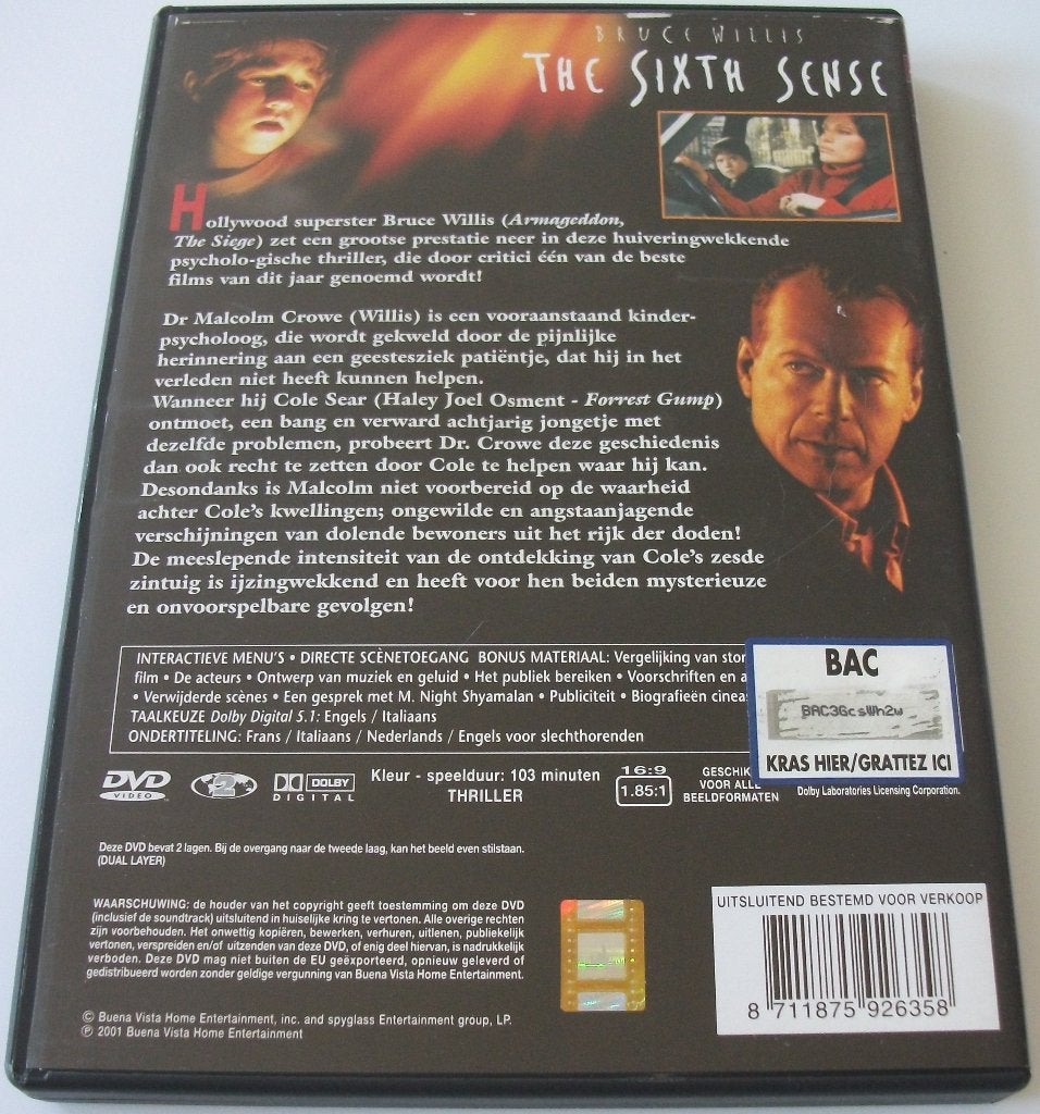 Dvd *** SIXTH SENSE *** M. Night Shyamalan Collection, Bonusmateriaal, Vanaf 16 jaar, Nederlands, Zo goed als nieuw