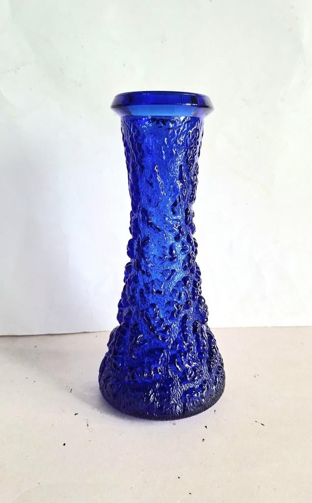 Lars Hellsten kobaltblauwe vintage design vaas. Skruf 1965., Ophalen of Verzenden, Overige kleuren, Glas, Minder dan 50 cm