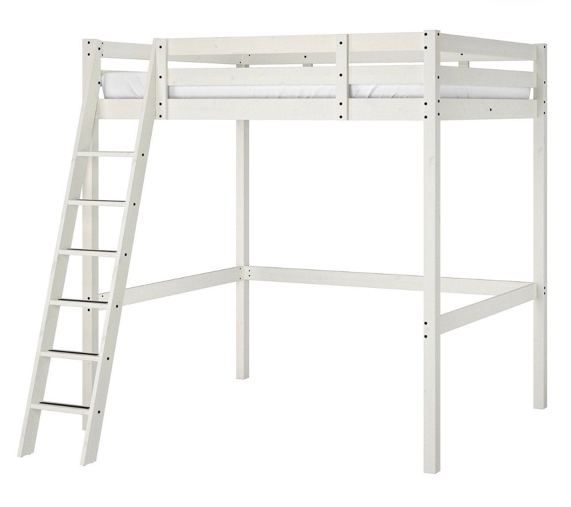 Ikea hoogslaper 140x200, Ophalen, Wit, Tweepersoons, 140 cm