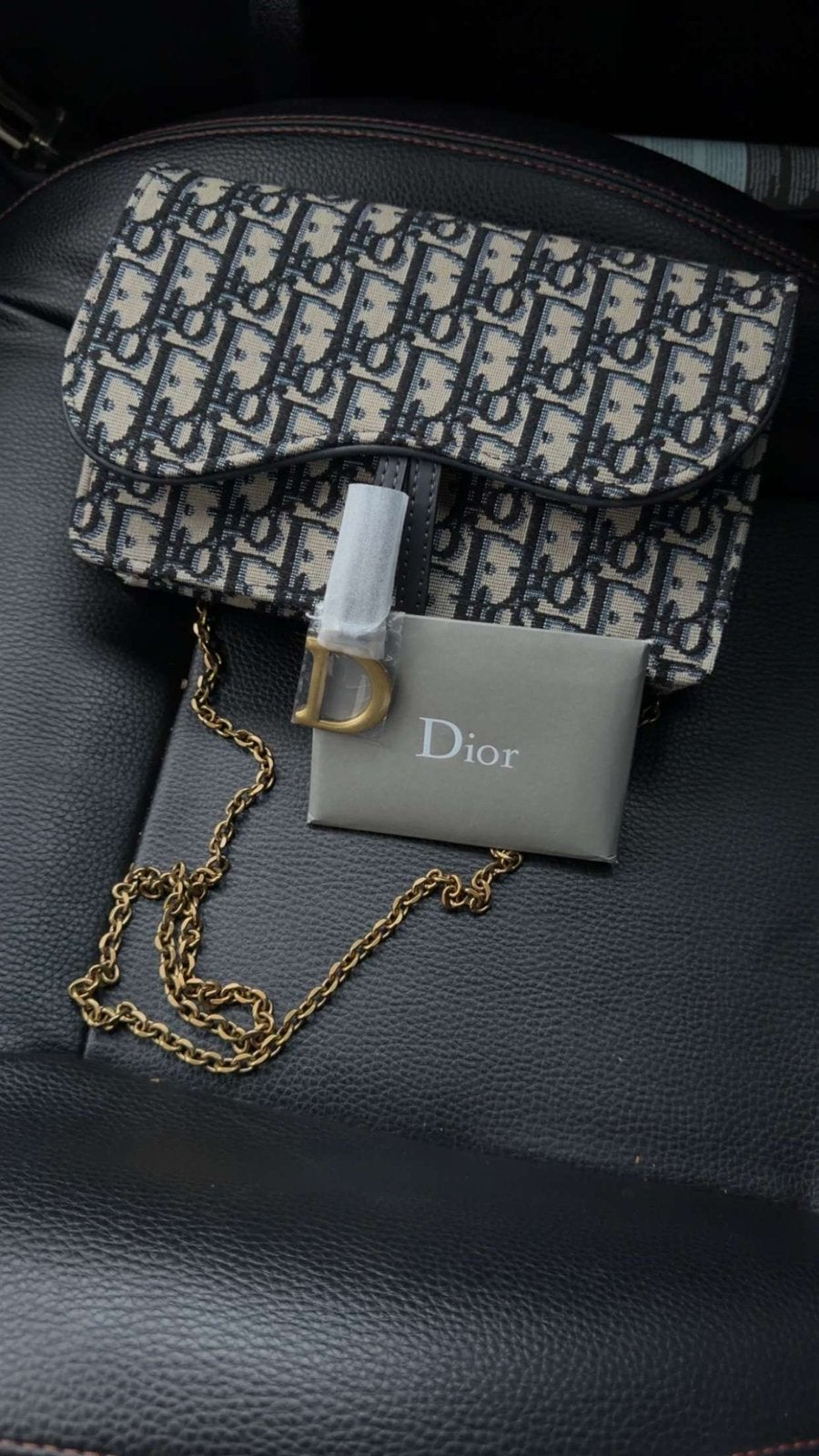 Dior Saddle Wallet on Chain Blauw Oblique Canvas, Ophalen, Nieuw, Blauw, Schoudertasje
