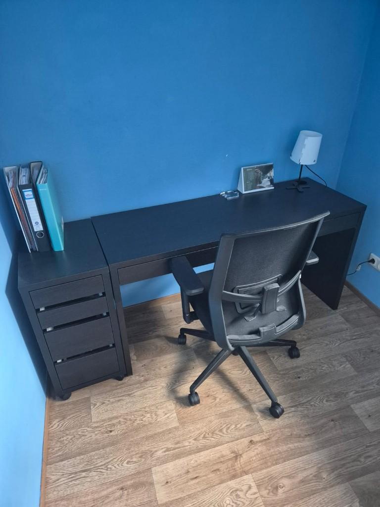 Bureau + Ladeblok MICKE van IKEA, Zwart, Hout, 50 cm, Zo goed als nieuw