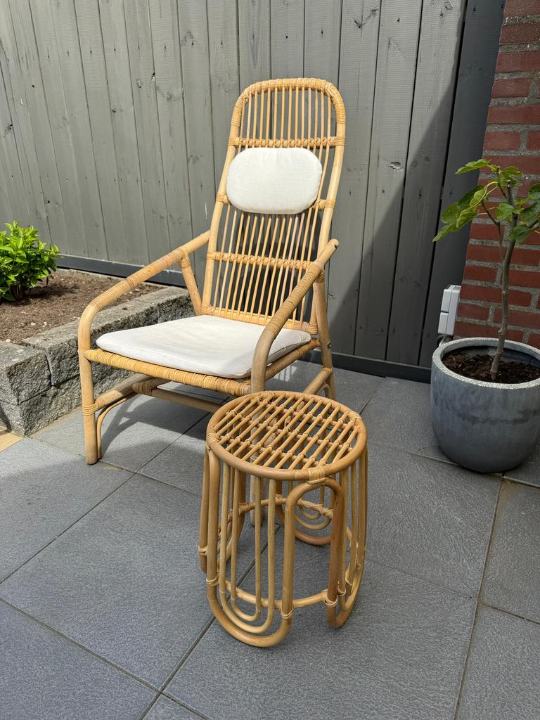 Stoel + bijzettafel, Tuin en Terras, Ophalen, Gebruikt, Overige materialen