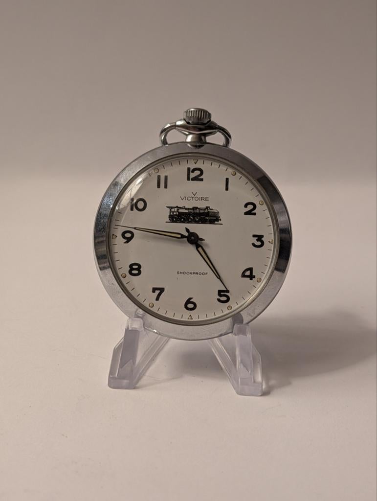 Vintage Victoire Shockproof Zakhorloge met Locomotief., Ophalen of Verzenden