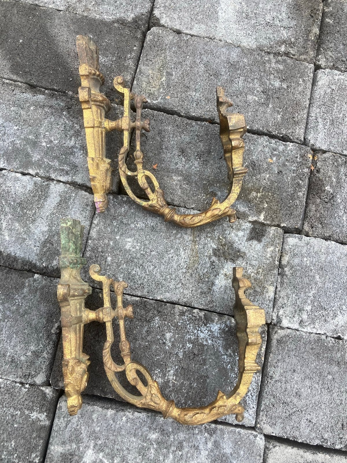 Antieke messing haken - Set van 2, Ophalen of Verzenden