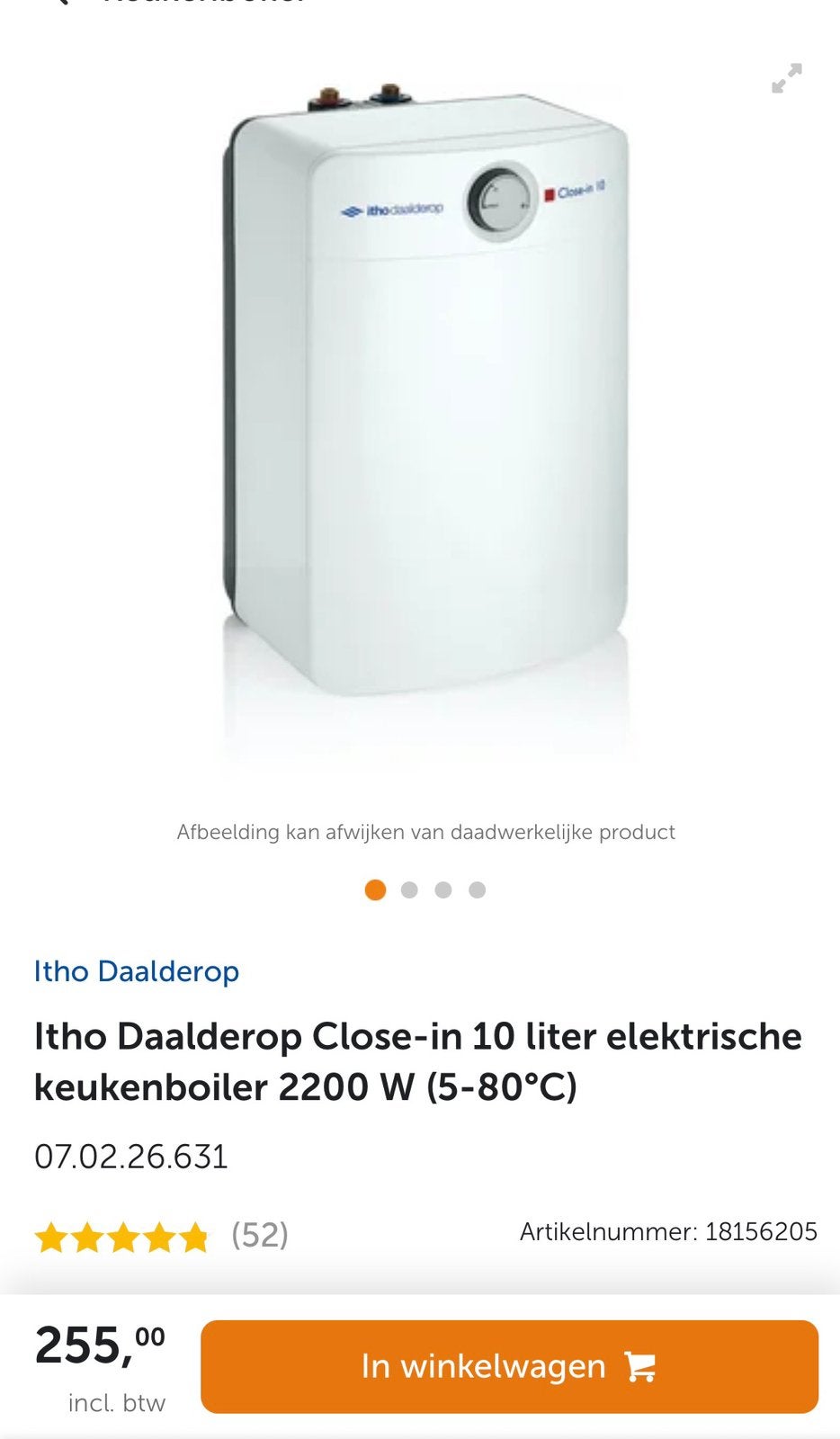 Daalderop 10 liter close in boiler met aansluitset nieuw.., Aardgas, Minder dan 20 liter, Boiler, Ophalen of Verzenden