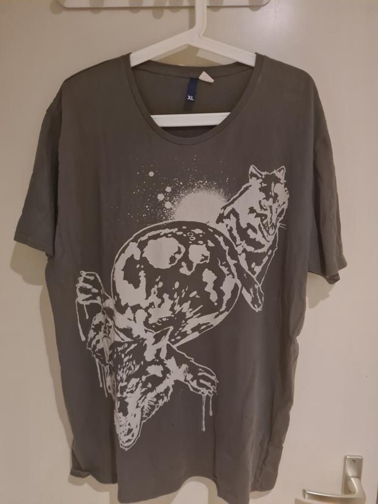 H&M T-shirt met wolf en maan print - Maat XL, Ophalen of Verzenden, H&M, Groen, Maat 56/58 (XL)