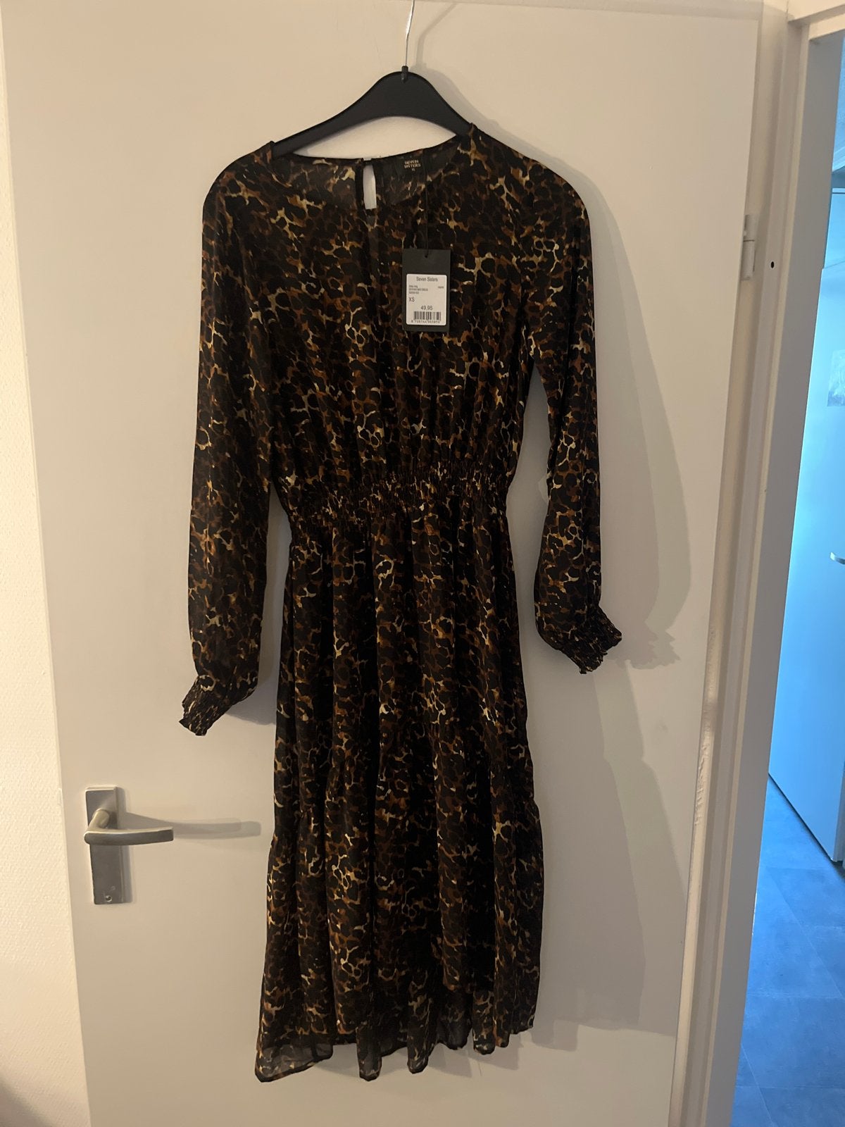 Seven Sisters Midi Jurk met Luipaardprint - Nieuw, Bruin, Verzenden, Nieuw, Maat 34 (XS) of kleiner