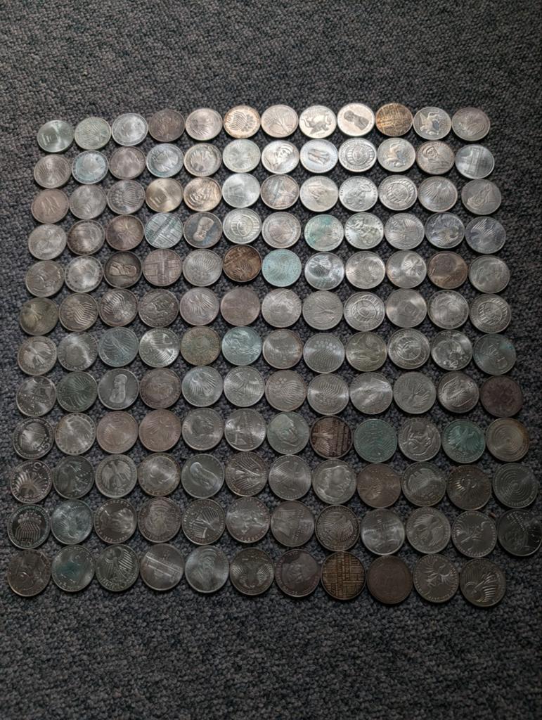 1 kilo puur zilver in 143 zilveren 5 DM munten, Postzegels en Munten, Ophalen of Verzenden, Duitsland, Zilver