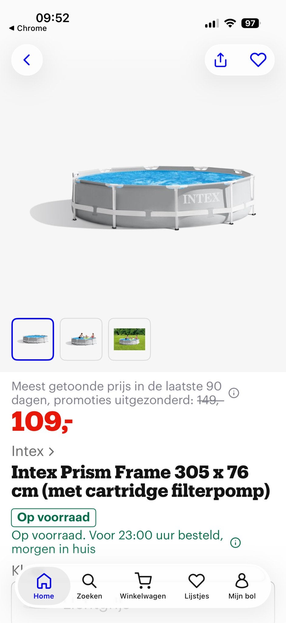 Intex Prism Frame Zwembad 305 x 76 cm, Ophalen, Gebruikt, Rond, Opzetzwembad