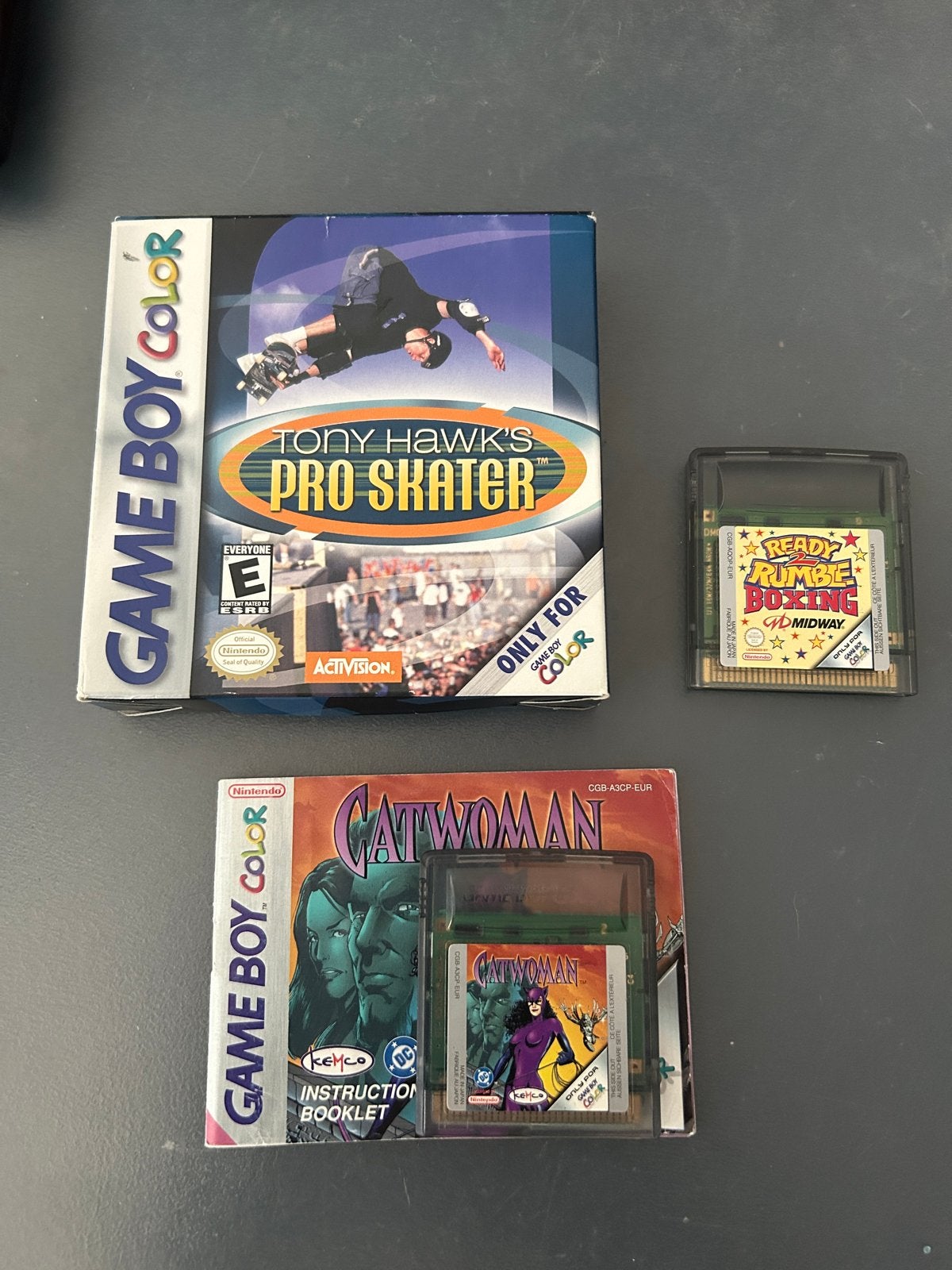 Game Boy Color games: Tony Hawk's, Catwoman, Ready 2 Rumble, Gebruikt, 1 speler, Ophalen of Verzenden, Vanaf 3 jaar