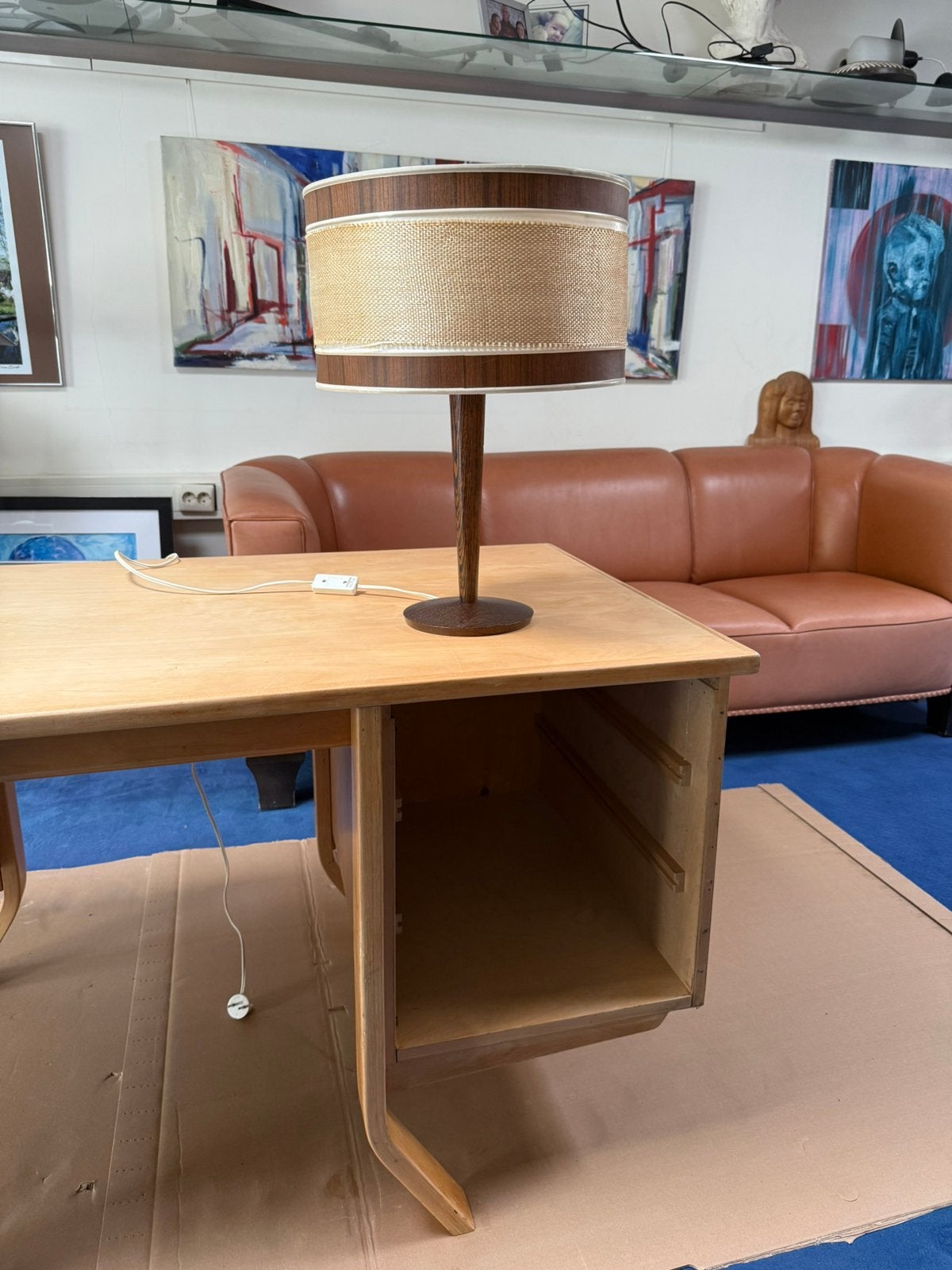 Schemerlamp Vintage Wengé Sixties, Ophalen, Met schakelaar, Gebruikt, Overige merken
