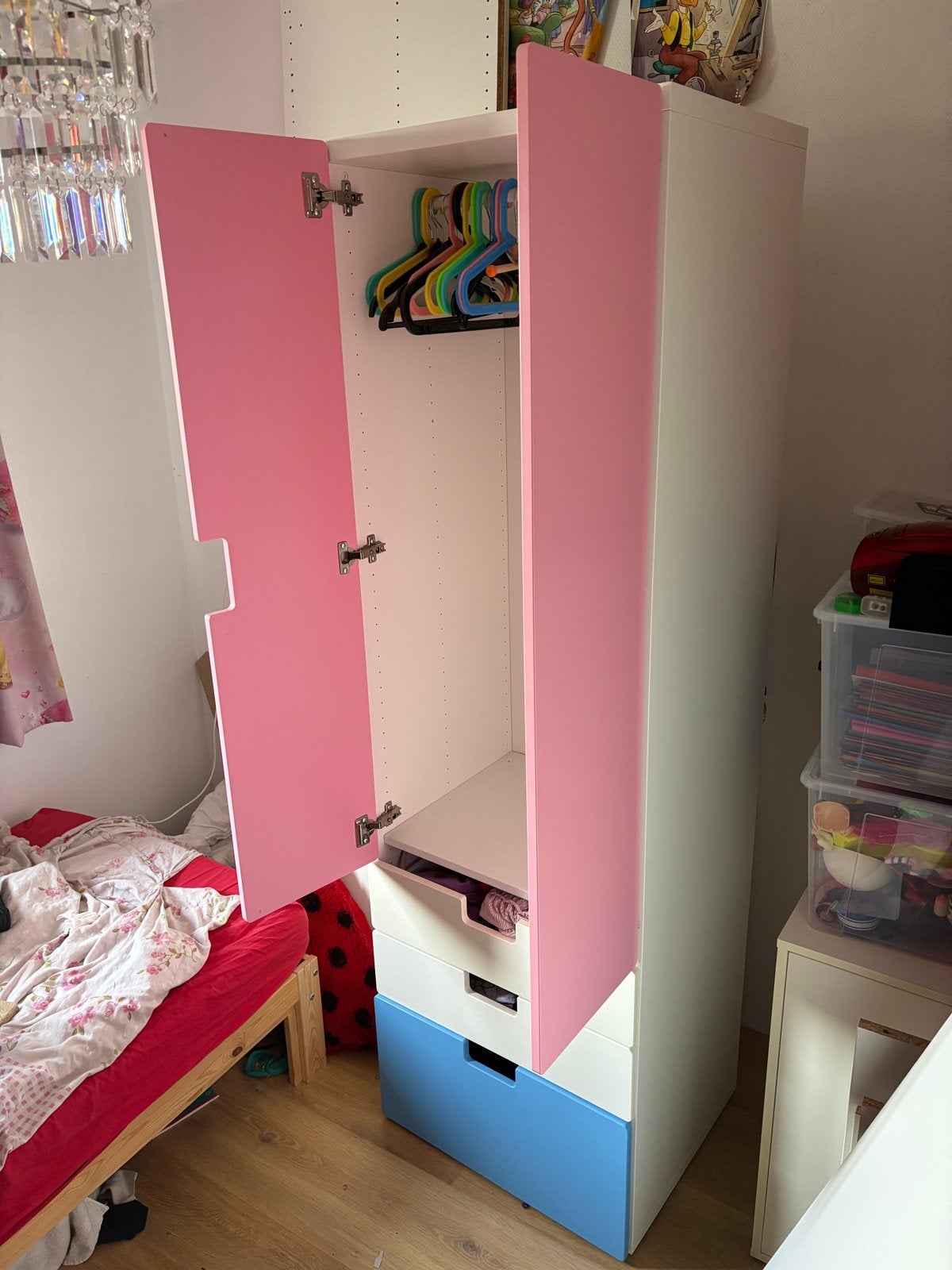IKEA SMÅSTAD Kledingkast met lades - Roze/Wit/Blauw, Ophalen, Overige materialen, Gebruikt, 50 tot 100 cm