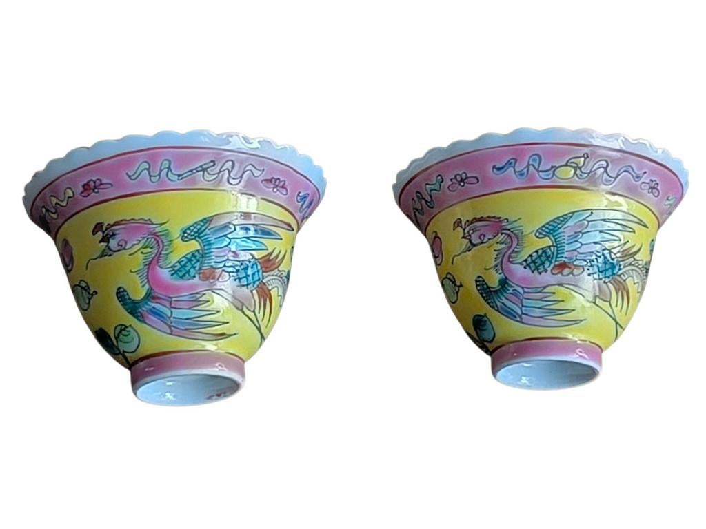 Antiek Chinees porselein kopjes nyonya peranakan 2x, Ophalen of Verzenden