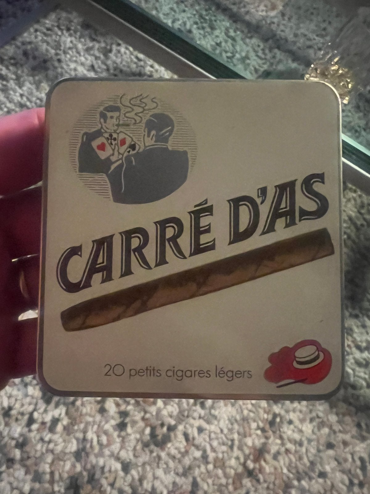 Vintage retro sigarenblikje Carré d’as France, Ophalen of Verzenden, Zo goed als nieuw, Overige