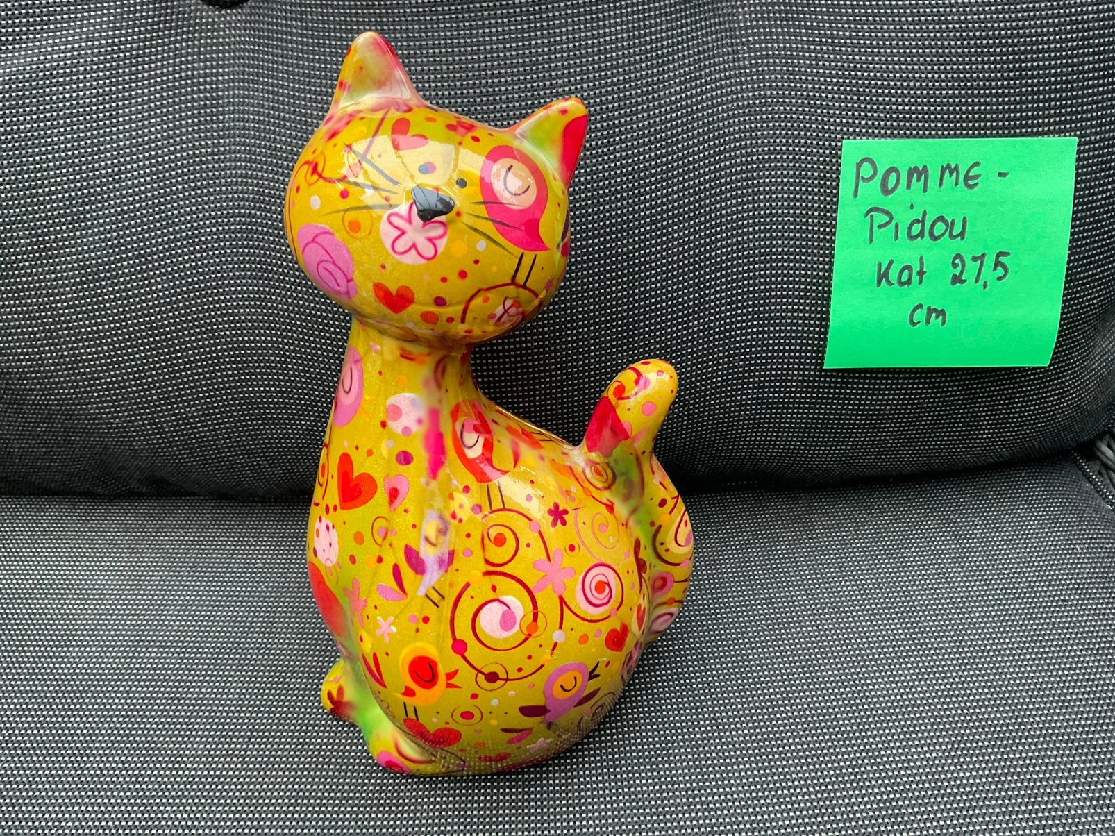 Zgan grote versie kat Pomme-Pidou spaarpot met dop ca 21,5cm, Ophalen, Zo goed als nieuw, Steen, Aardewerk of Keramiek, Dier