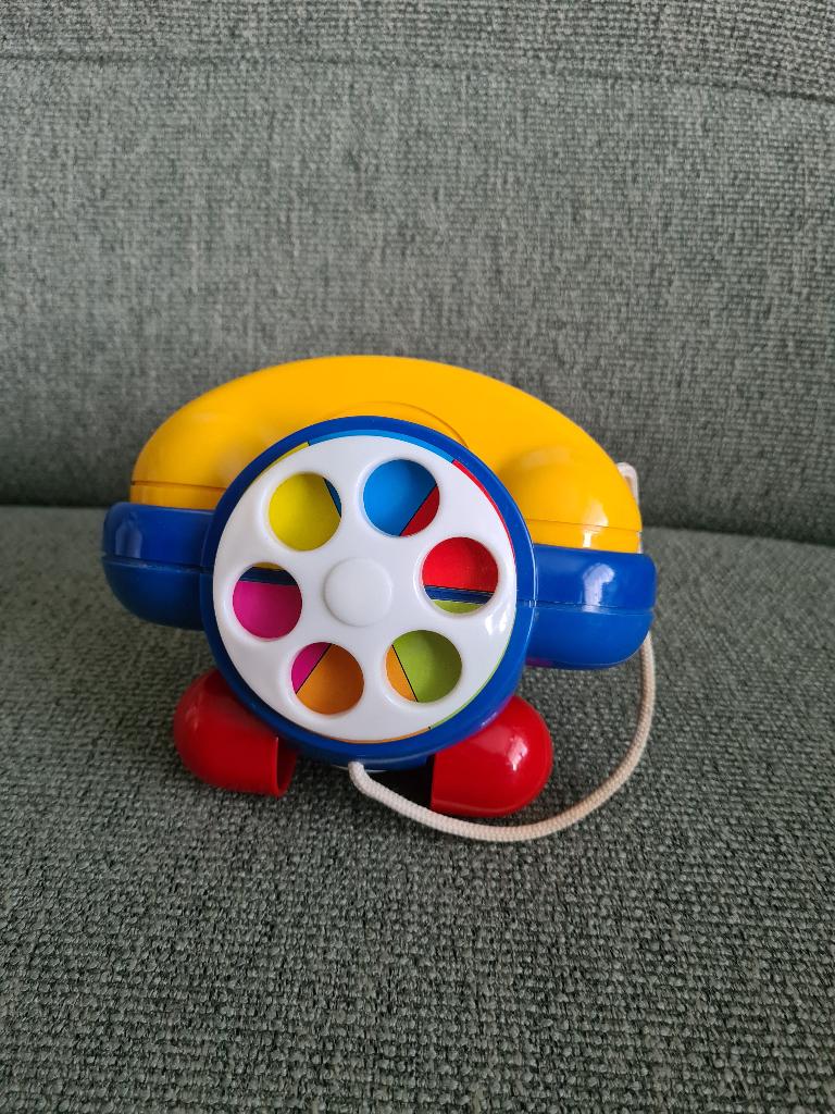 Telefoon op worlen vorm van vliegtuig vintage babyspeelgoed, Kinderen en Baby's, Gebruikt, Verzenden, Overige typen, Dodot