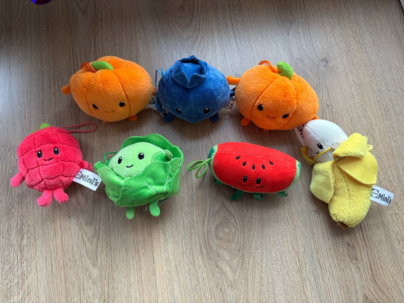 Diverse Lidl Mini's knuffels - Groenten en Fruit, Kinderen en Baby's, Zo goed als nieuw, Meerkleurig, Klein (minder dan 20 cm)