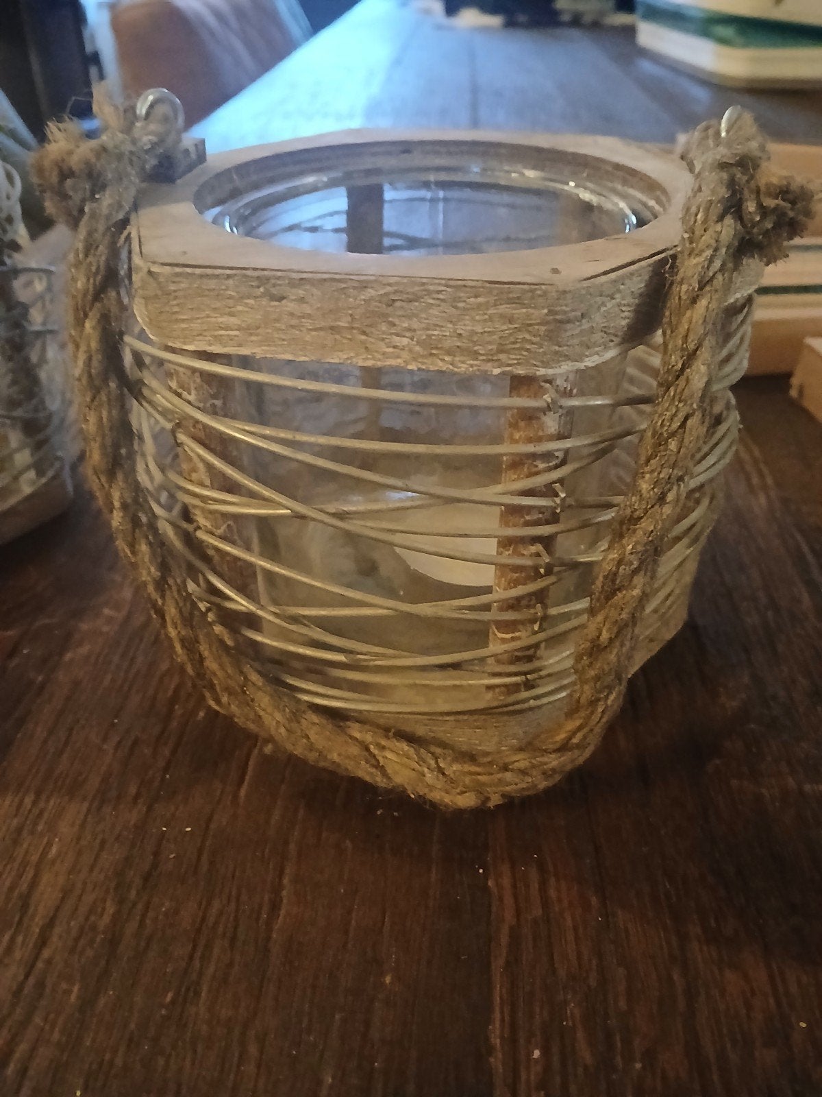 Decoratieve Kandelaar Set - Hout, Metaal & Touw, Huis en Inrichting, Woonaccessoires | Kandelaars en Kaarsen, Gebruikt, Bruin