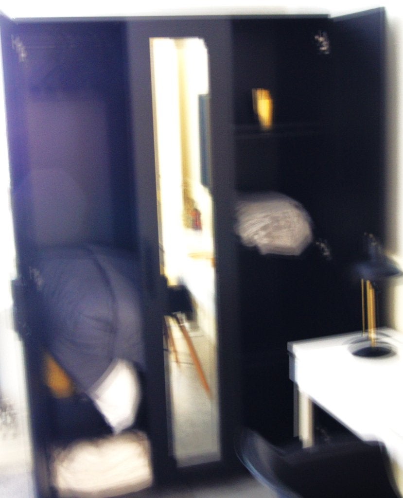 Grote zwarte kledingkast met spiegeldeur, Ophalen, Gebruikt, 200 cm of meer, 200 cm of meer