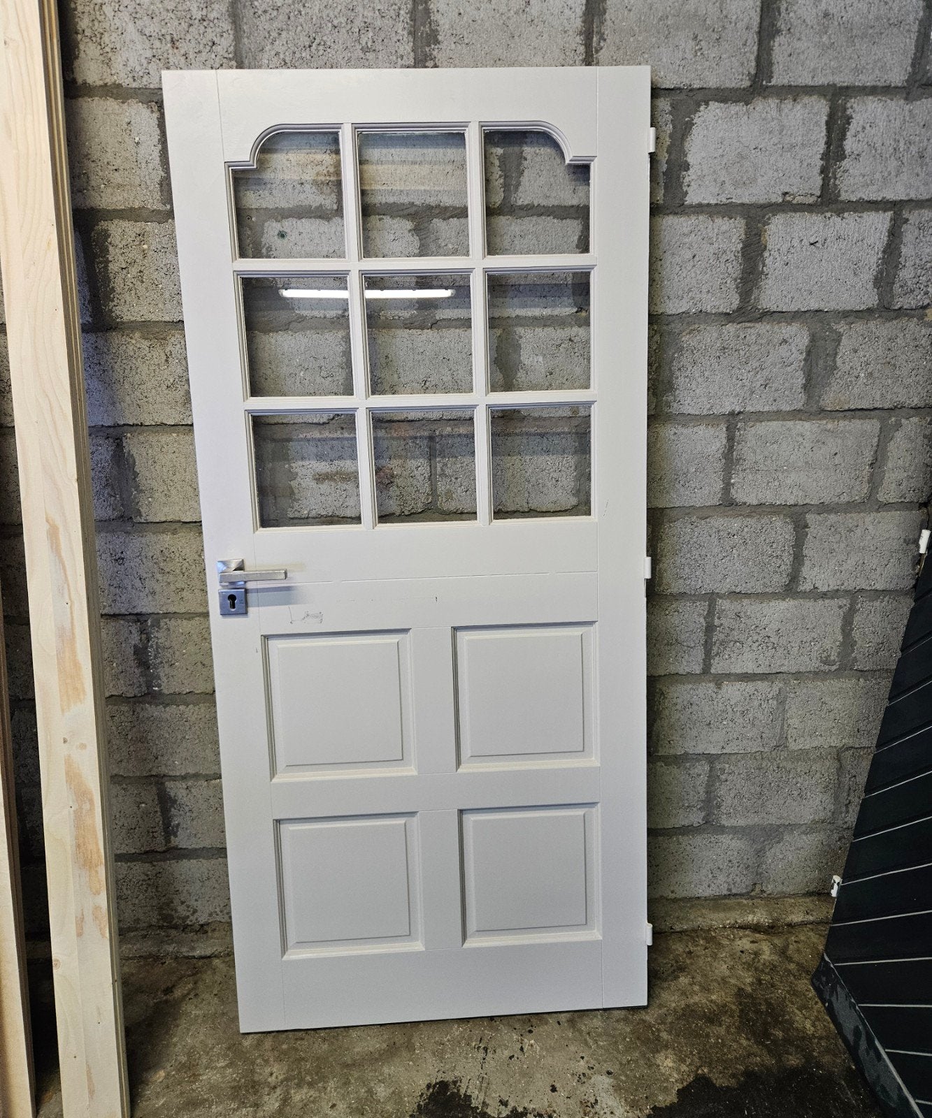 Witte voodeur / buitendeur met glaspanelen, Ophalen, Gebruikt, 80 tot 100 cm, Binnendeur