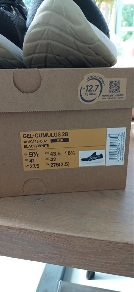Asics Gel-Cumulus 28 Hardloopschoenen Zwart/Wit Maat 43.5, Ophalen of Verzenden, Nieuw