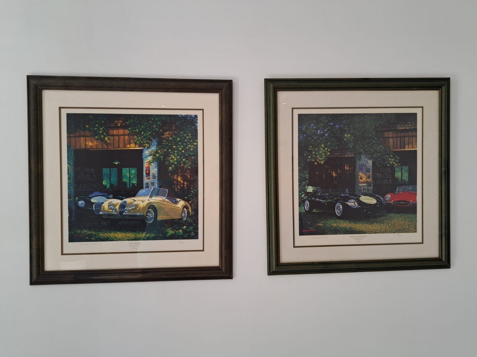 Set van 2 Barry Rowe Jaguar Prints, Ophalen, Print, Print/reproductie, Ingelijst