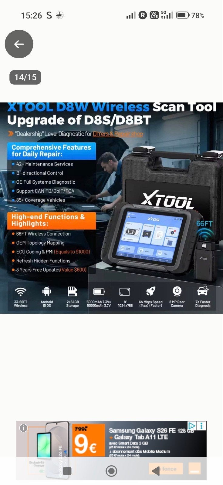 XTOOL D8W V2.0 Draadloze Diagnosetool voor Auto's, Auto diversen, Ophalen, Zo goed als nieuw