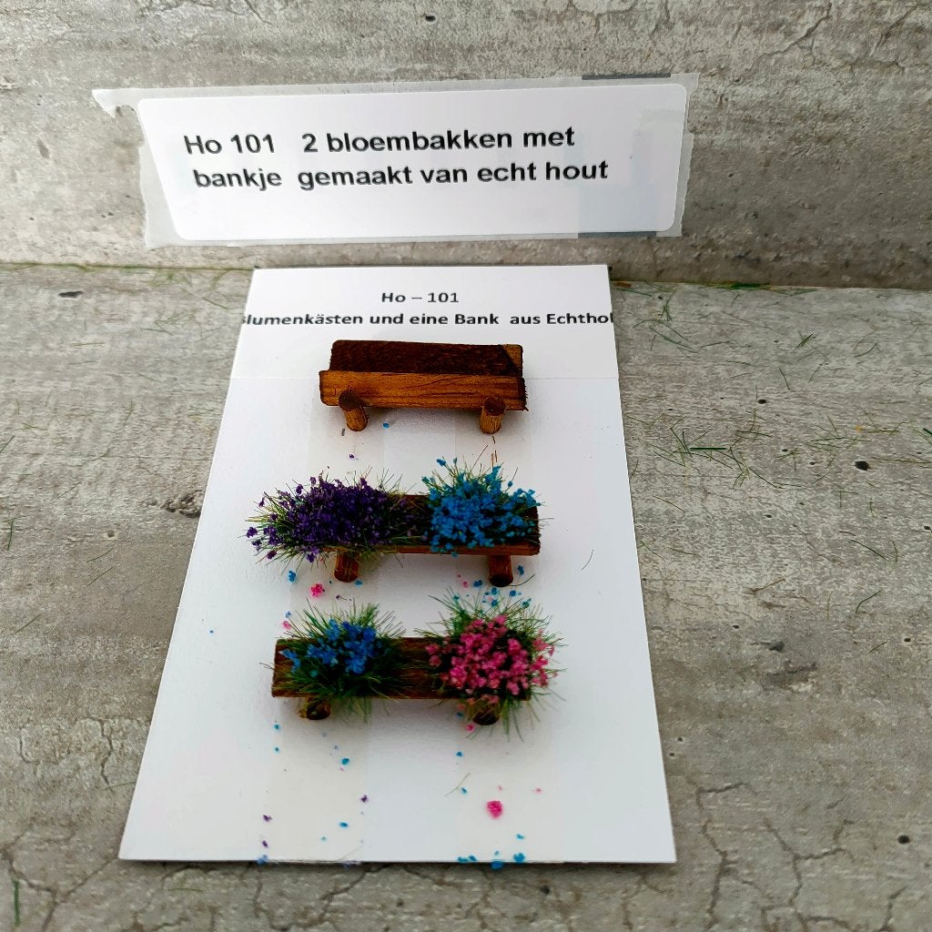 modeltrein Ho – 101  Plantenbakken met bankje van echt hout!, Gelijkstroom, Natuur, Nieuw, Ophalen of Verzenden