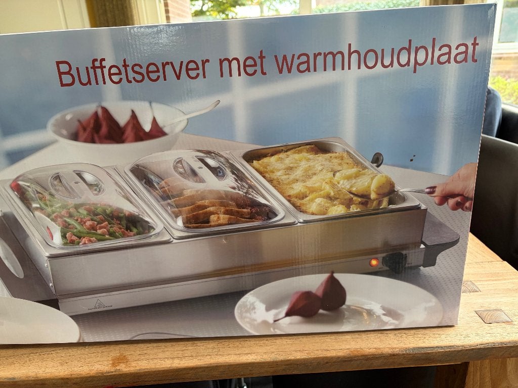 Buffetserveerder met warmhoudplaat, Ophalen, Zo goed als nieuw