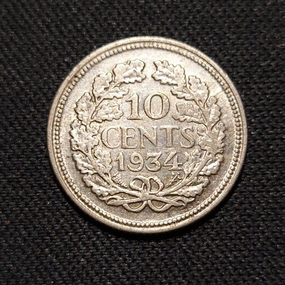 10 cent 1934, Verzenden, Zilver, 10 cent, Koningin Wilhelmina