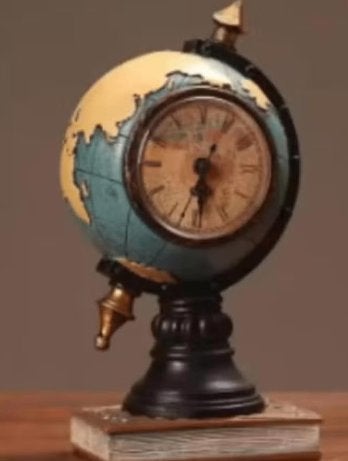 Prachtige vintage bureauklok wereldkaart blauw (24cm), Ophalen of Verzenden, Nieuw