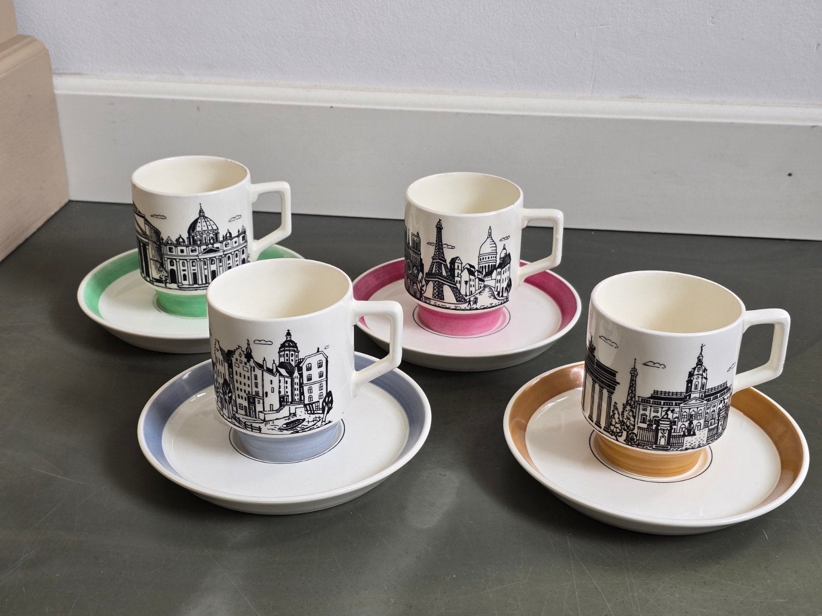 Set van 4 Royal Sphinx Maastricht koffiekopjes, Antiek en Kunst, Ophalen of Verzenden