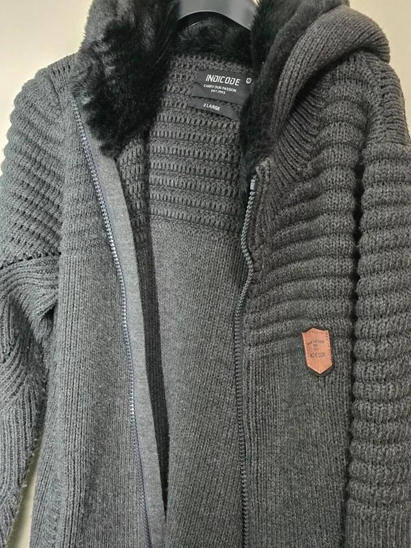 Indicode vest met capuchon en imitatiebont - Maat XL, Kleding | Heren, Truien en Vesten, Gedragen, Maat 56/58 (XL), Grijs, Ophalen of Verzenden