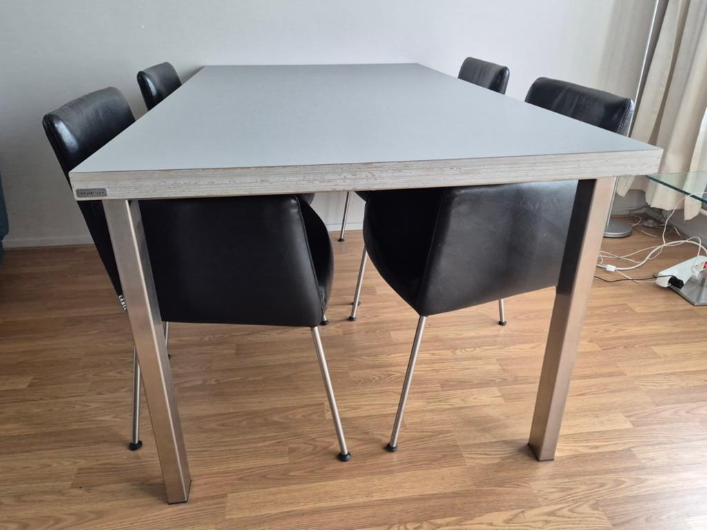 label en bert plantagie eethoek design stoelen en tafel, Huis en Inrichting, Complete eetkamers, Ophalen, Zo goed als nieuw, Design label montis stijl
