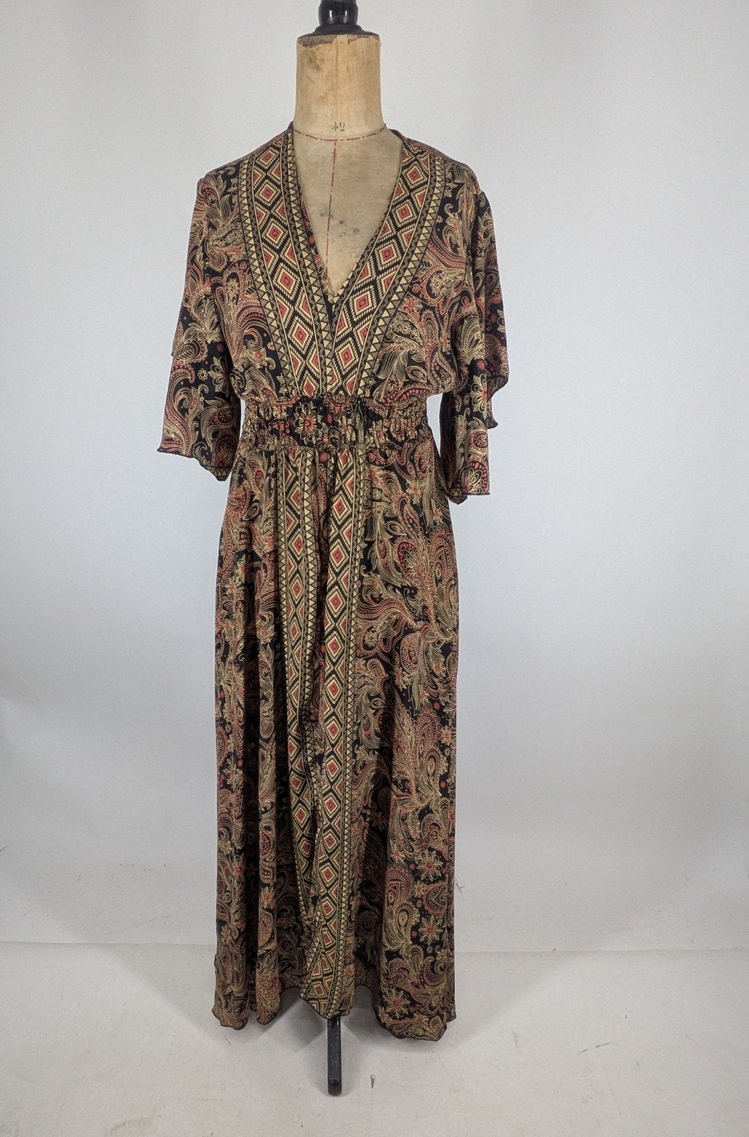 Zijde/rayon paisley maxi jurk, Kleding | Dames, Jurken, Meerkleurig, Ophalen of Verzenden, BAJWA 2020. SL, Maat 36 (S)
