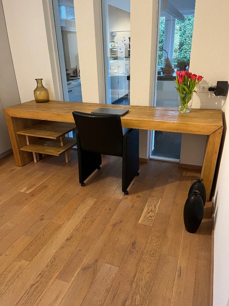 Bureau van steigerhout, Huis en Inrichting, Bureaus, Ophalen, Hout, Bruin, Zo goed als nieuw