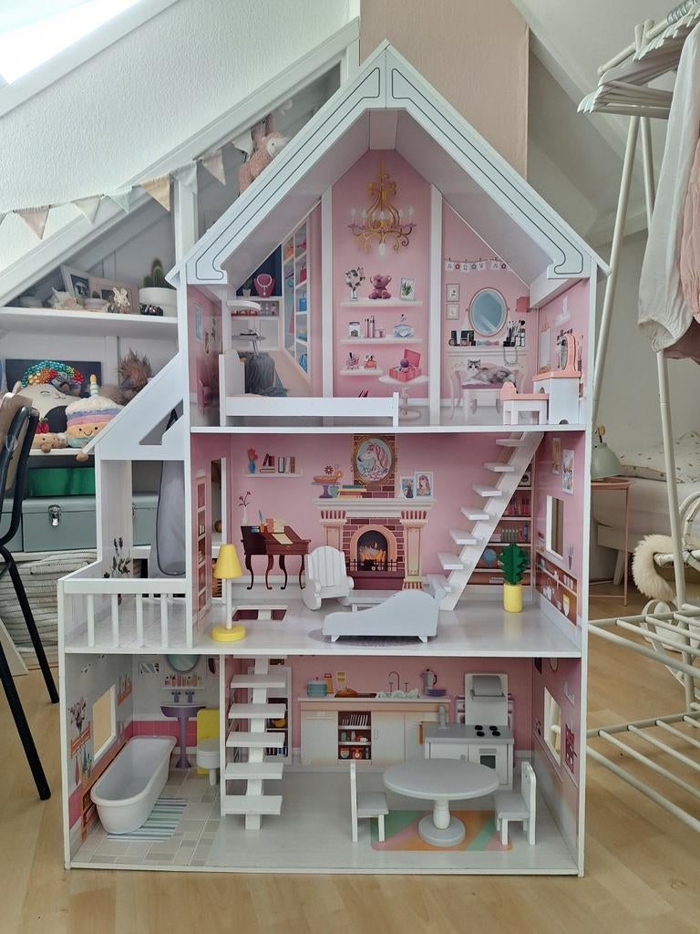 Houten poppenhuis/Barbiehuis Bandits & Angels, Ophalen, Gebruikt, Poppenhuis