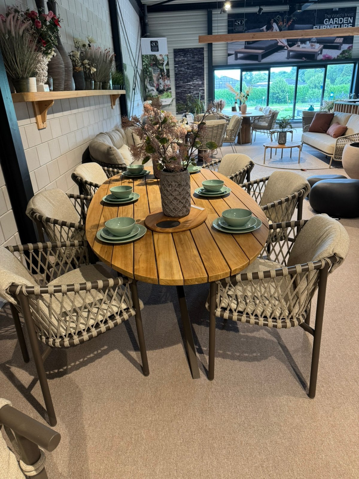 Tuinset 4 seasons outdoor allora teak tafel prado ellips, Ophalen, 6 zitplaatsen, Teakhout, Zo goed als nieuw