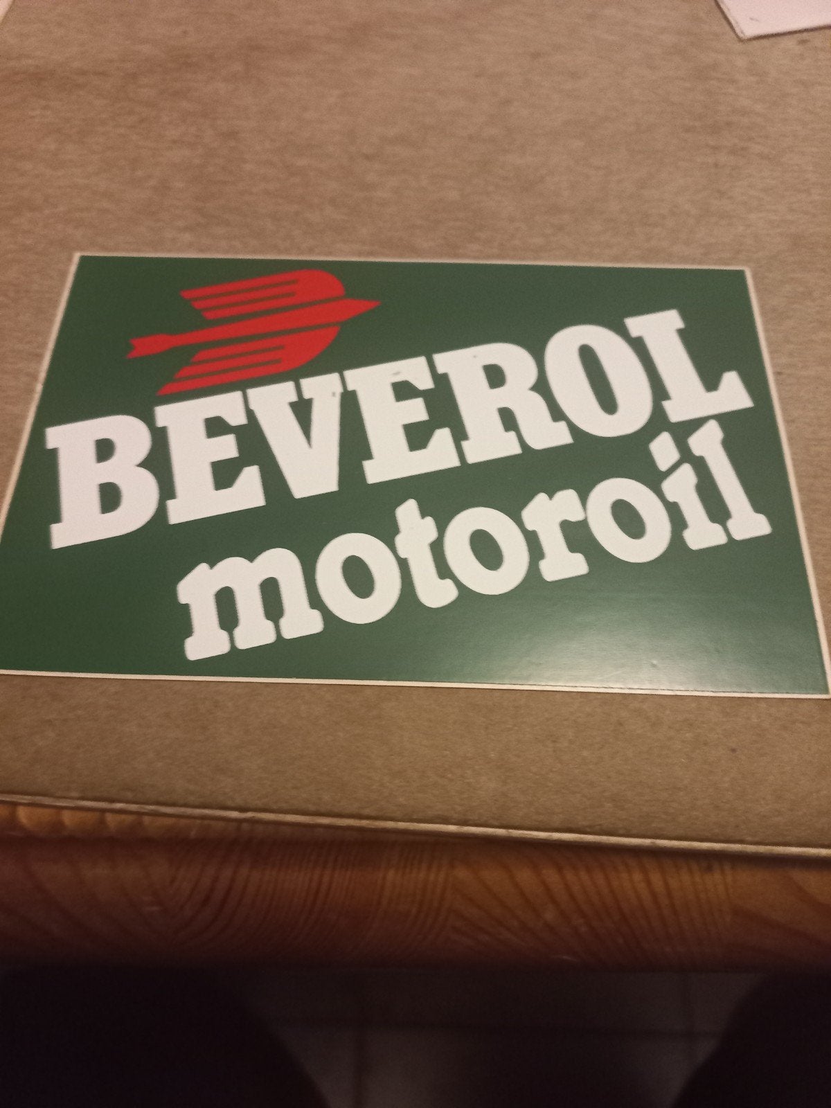 Vintage Beverol Motorolie Sticker/, Ophalen of Verzenden, Gebruikt