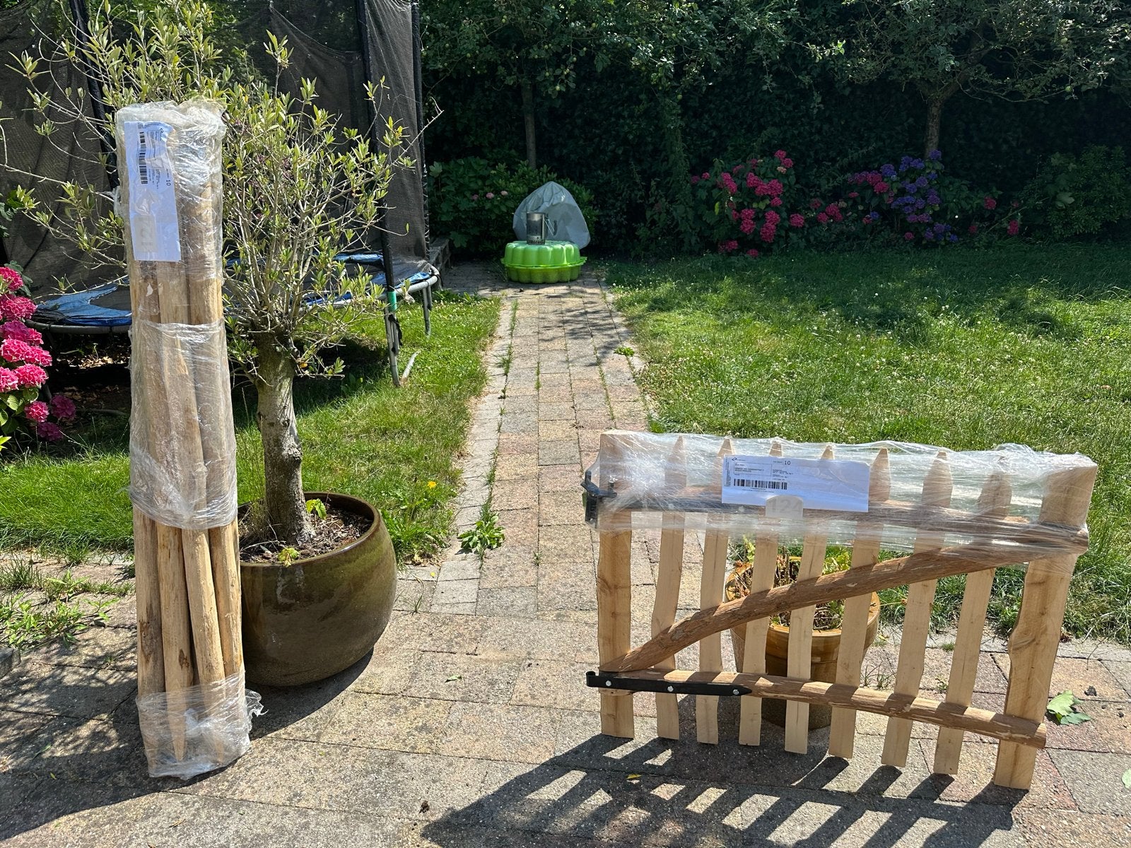 Nieuw Hek voor buiten in tuin - Hazelaarhout, Tuin en Terras, Ophalen, Met poort, Nieuw, Tuinhek