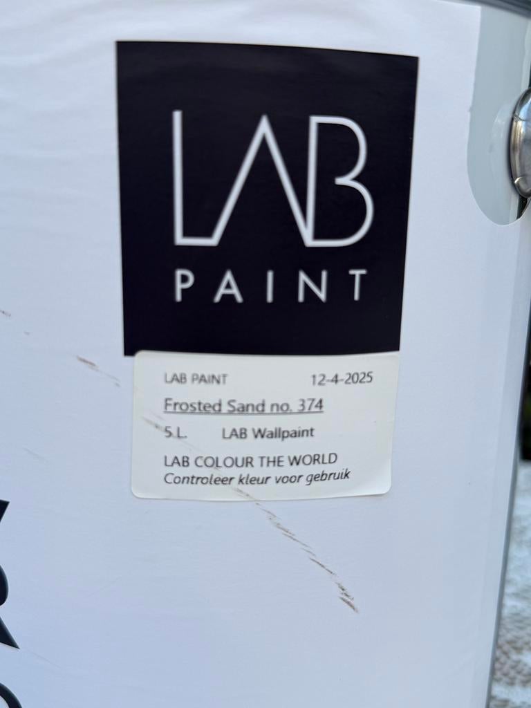Lab Paint (Vestingh Paint) muurverf Frosted Sand, Ophalen, 5 tot 10 liter, Wit, Nieuw