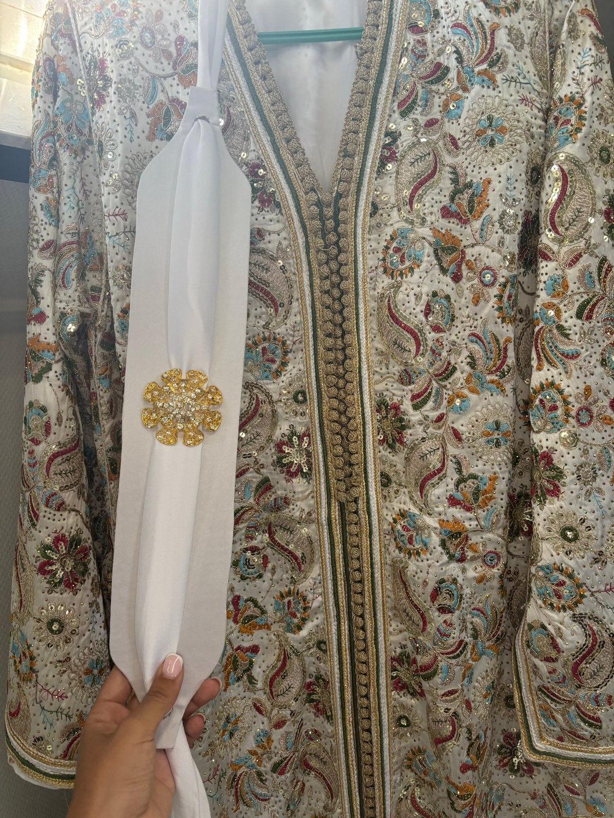 Nieuwe Traditionele Marokkaanse Jurk met Stenen en Riem, Meerkleurig, Maat 42/44 (L), Nieuw, Ophalen of Verzenden