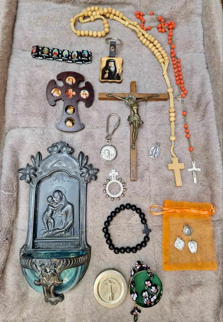 Diverse religieuze items Oa zilver, Ophalen of Verzenden, Gebruikt, Beeld(je), Christendom | Katholiek