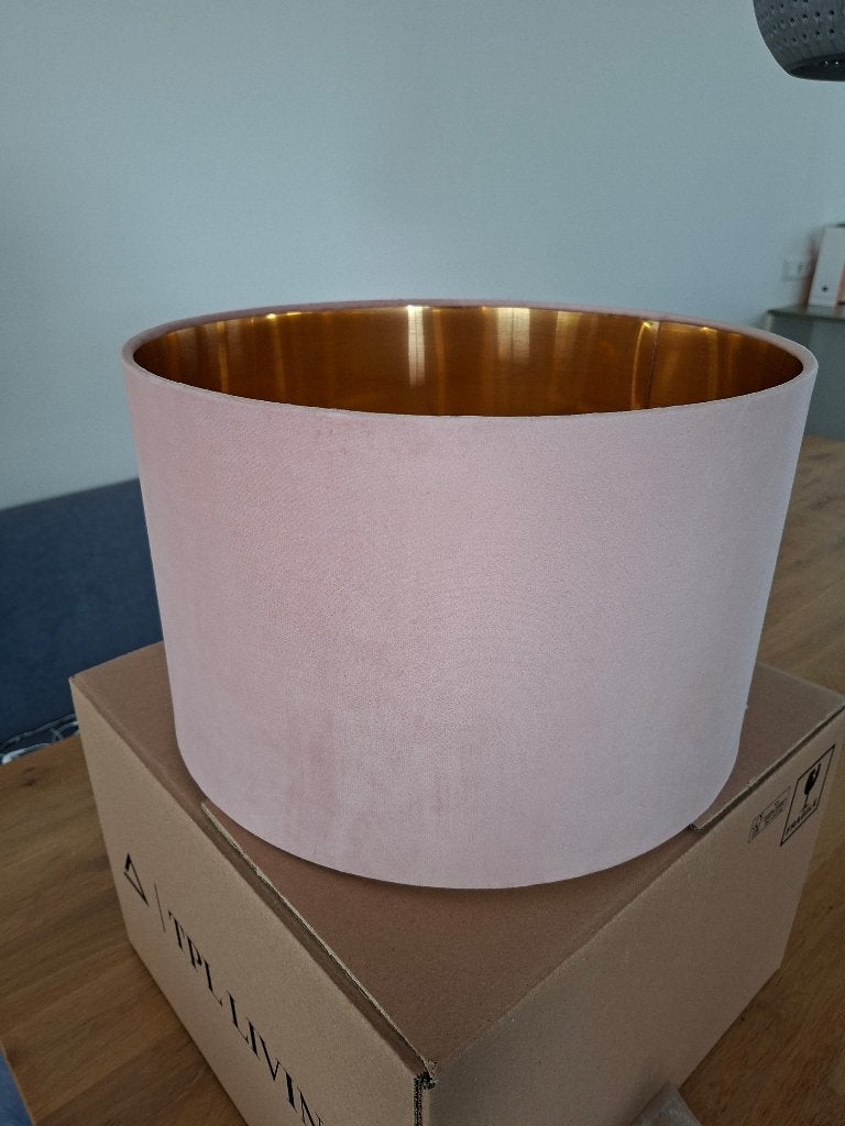 Roze lampenkap 40cm diameter, 25 cm hoog, Rond, Zo goed als nieuw, 40 cm, Vloerlamp