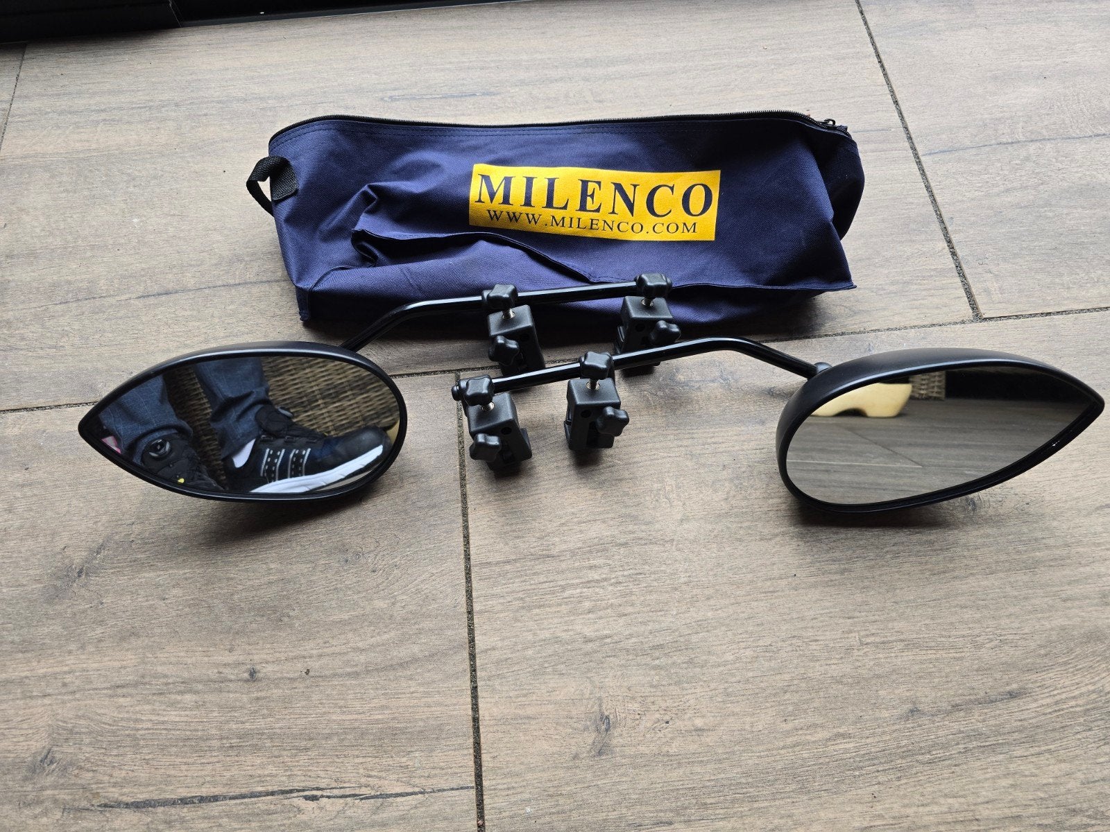 Milenco caravanspiegels met tas, Ophalen, Zo goed als nieuw