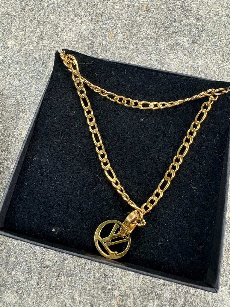 LV ketting goud – designer look – Reworked Treasures, Overige materialen, Verstelbaar, Ophalen of Verzenden, Zo goed als nieuw